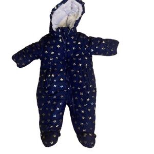 Jessica Simpson Cute Adorable Navy Blue Baby Girl Snowsuit Coat with Gold Bows